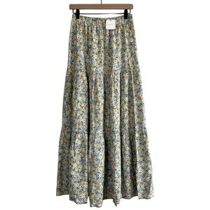 NWT Altar'd State Floral Long Tiered Skirt Womens Size Medium Cottagecore Linen